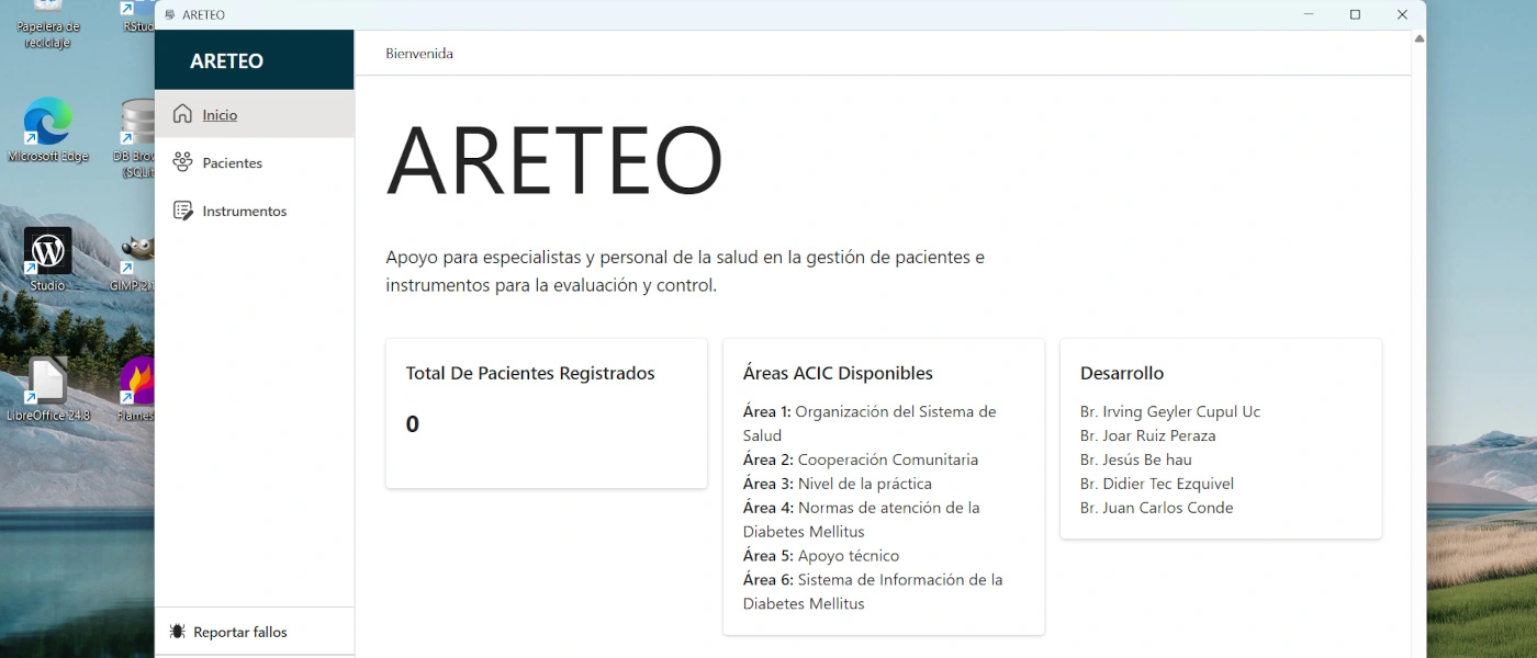 Vista principal del ARETEO